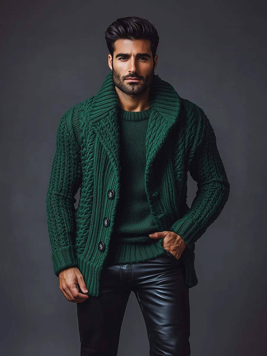 【24-hour shipping】Vintage Lapel Single-breasted Knitted Cardigan