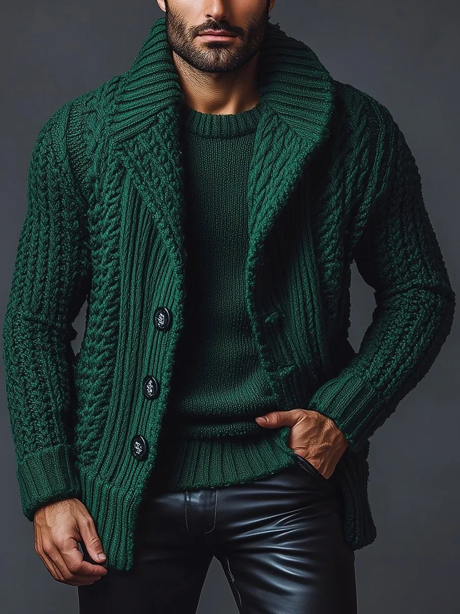 【24-hour shipping】Vintage Lapel Single-breasted Knitted Cardigan