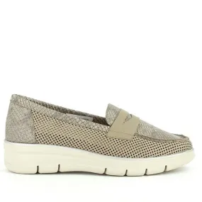 24 Hrs 24471 Taupe Snake Print Loafers