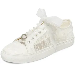 8832 Wedding Shoes Bridal Sneakers Flats Bride Tennis Shoes Lace Sneakers