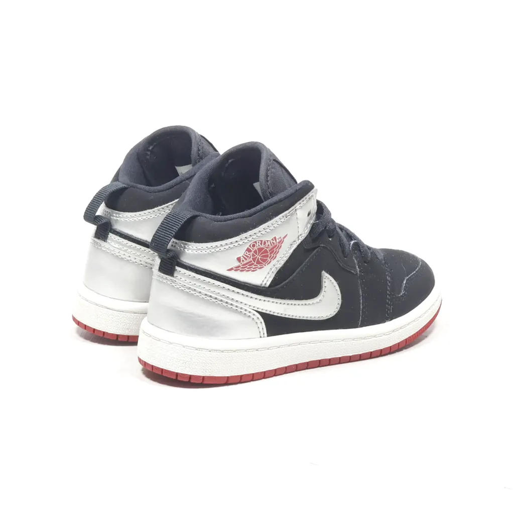 Air Jordan 1 Mid Sneakers Leather Black Color For Kids