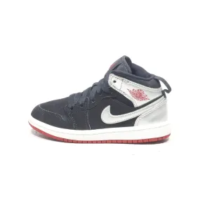 Air Jordan 1 Mid Sneakers Leather Black Color For Kids