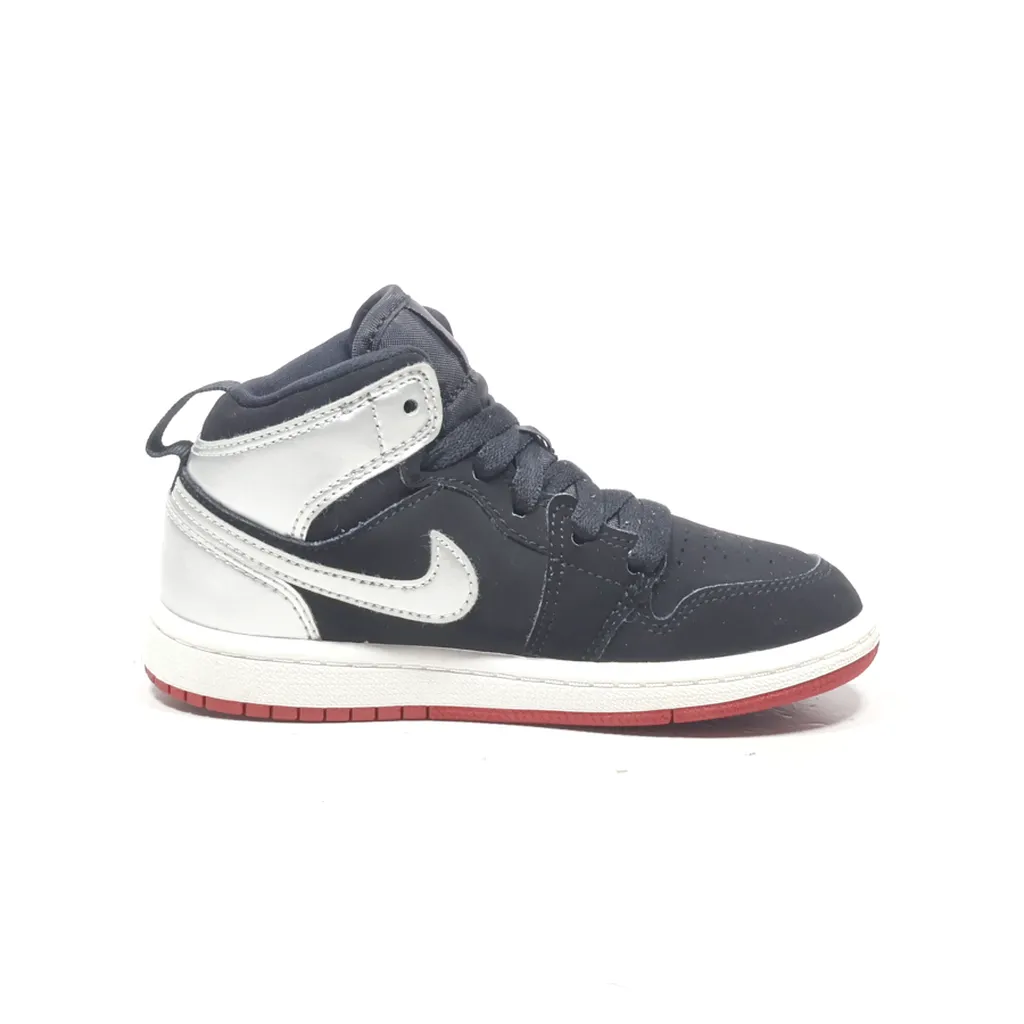 Air Jordan 1 Mid Sneakers Leather Black Color For Kids