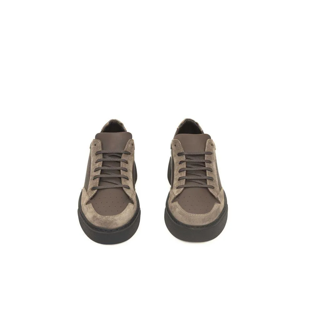Cerruti 1881 Beige Leather Herre Sneakers