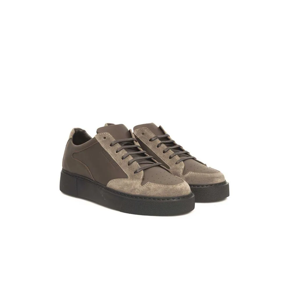 Cerruti 1881 Beige Leather Herre Sneakers