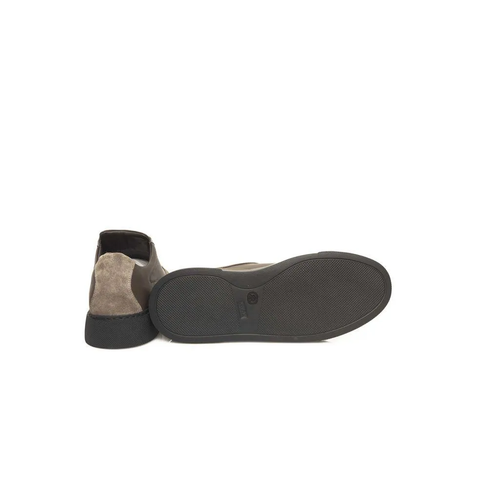 Cerruti 1881 Beige Leather Herre Sneakers