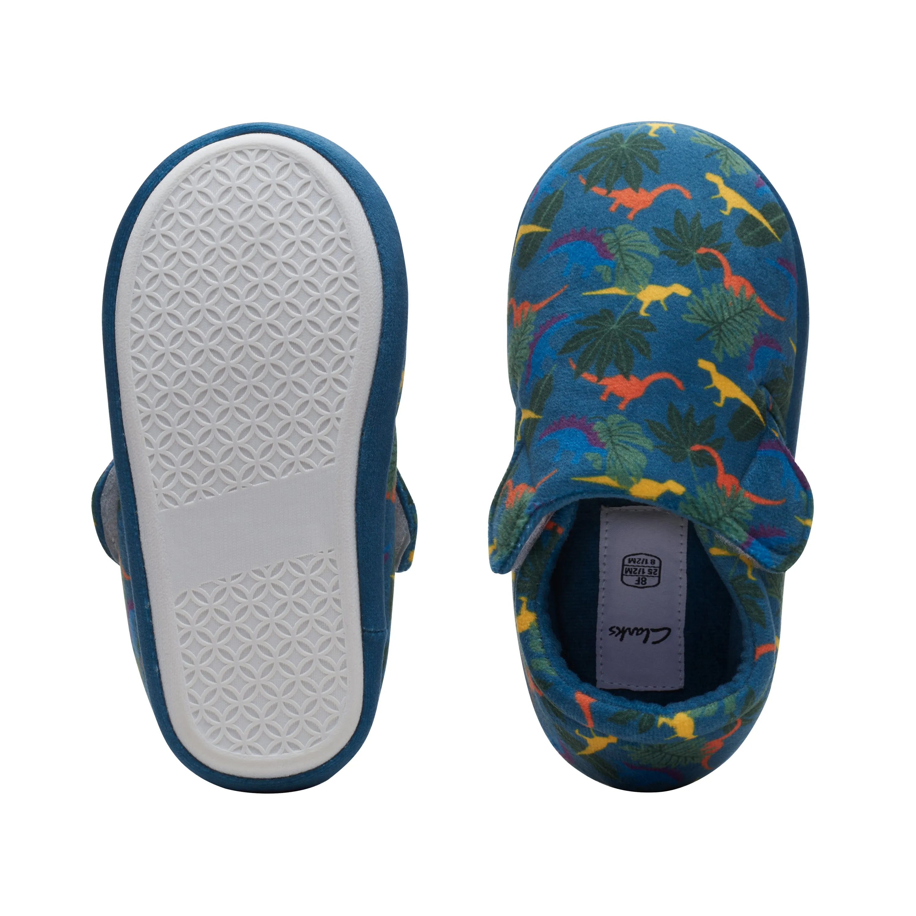 Clarks Fluffy Snug Boys Dark Blue Dinosaur Slipper