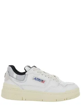 'Clc' White Low Top Sneakers With Logo Patch In Leather Woman