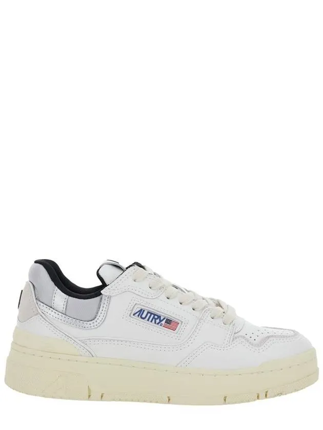 'Clc' White Low Top Sneakers With Logo Patch In Leather Woman
