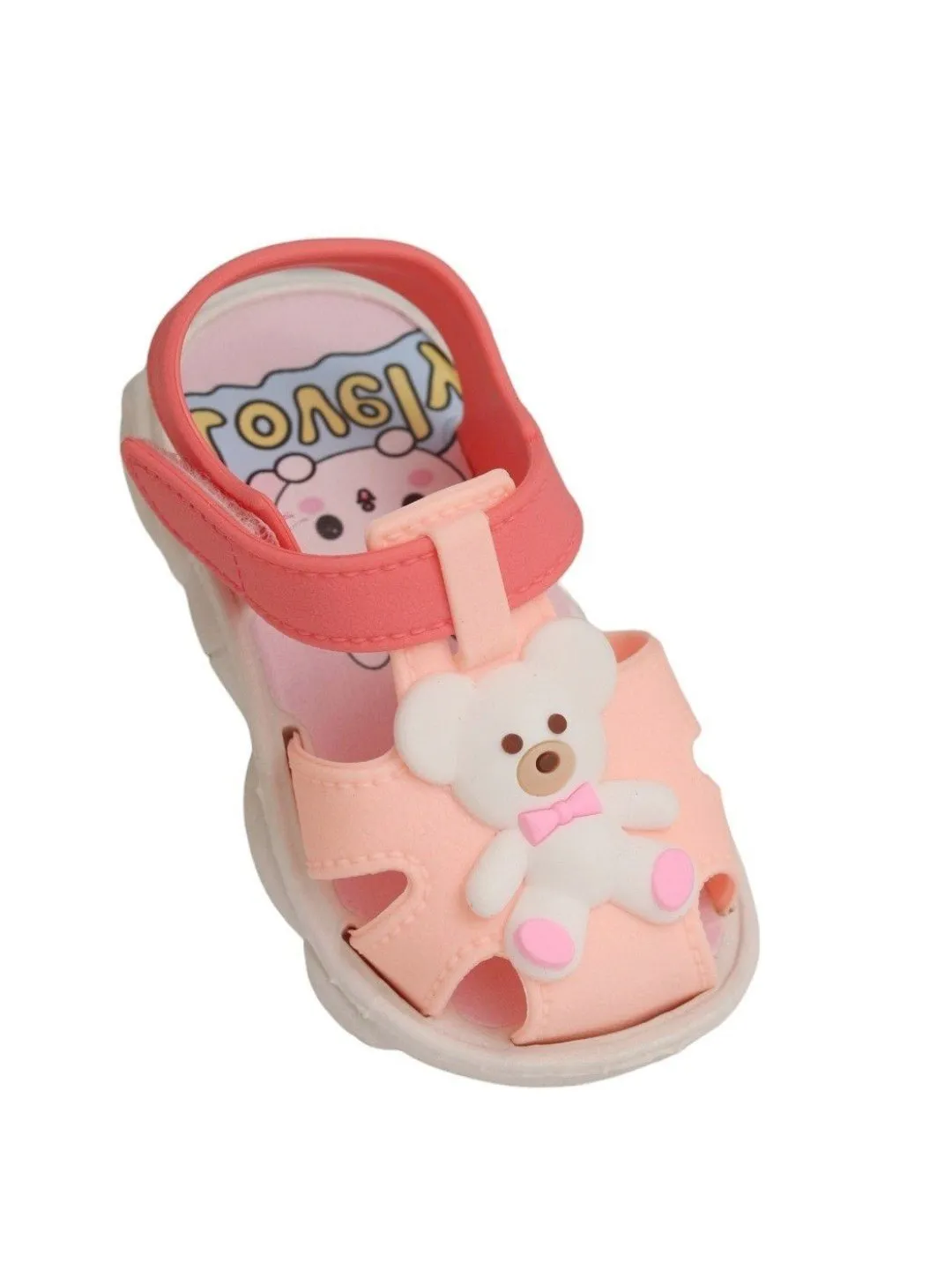 Delightful Pink Teddy Bear Sandals For Girls