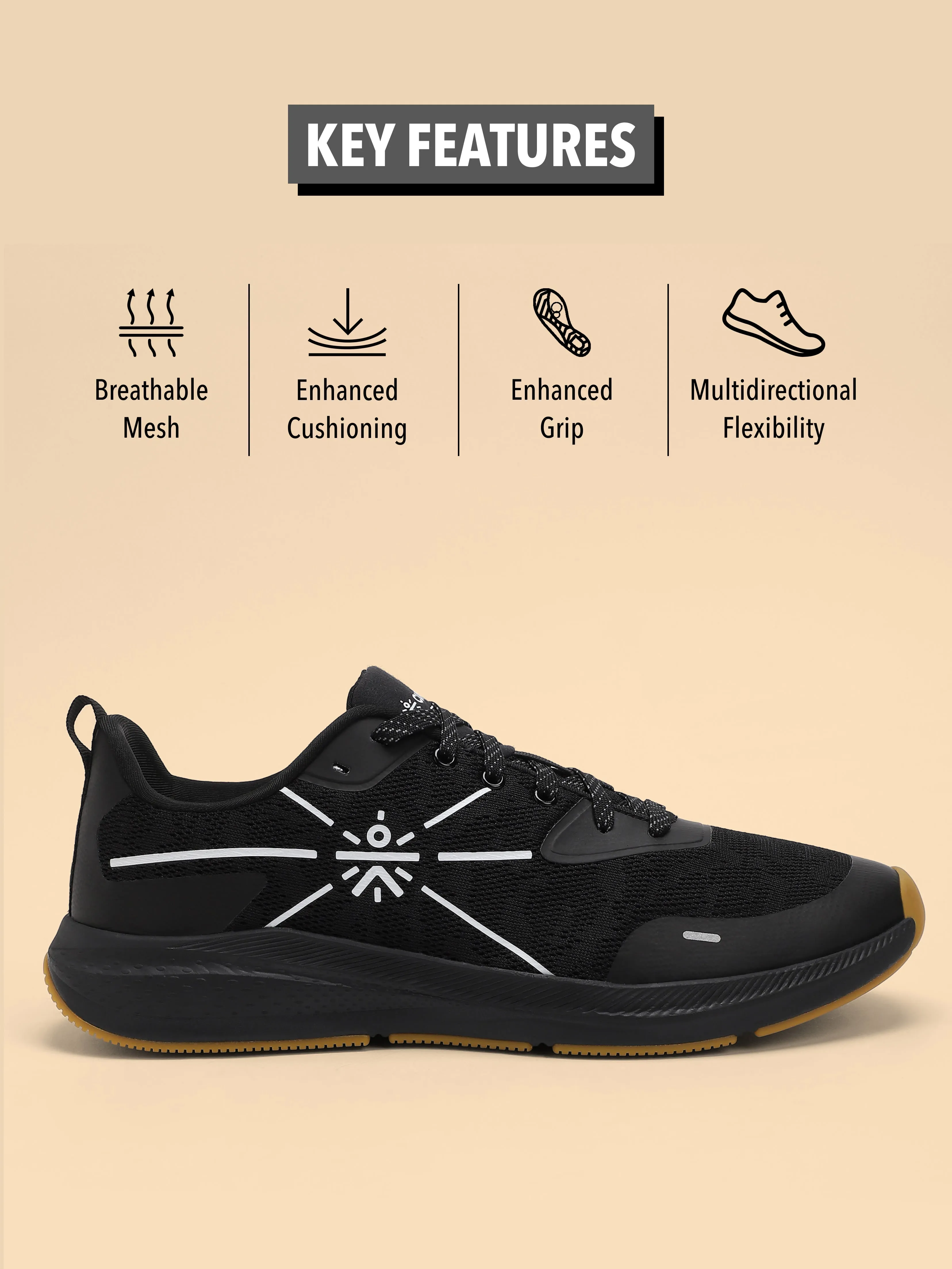 Flomo Men Running Shoes - Black/Mustard