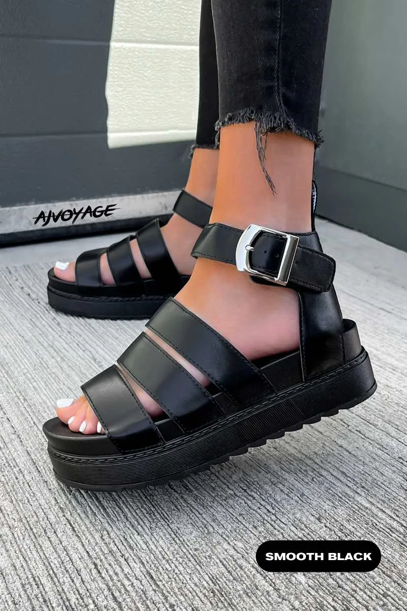 IMMI Chunky Gladiator Sandals - Black Smooth