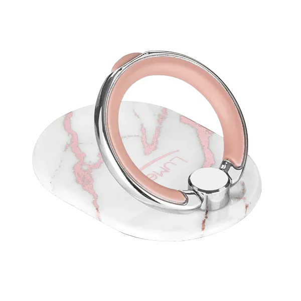 LuMee Rose Metallic White Marble Ring