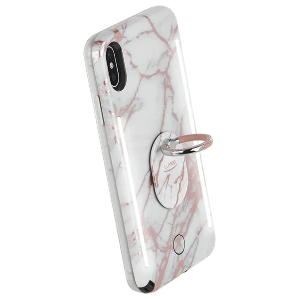 LuMee Rose Metallic White Marble Ring