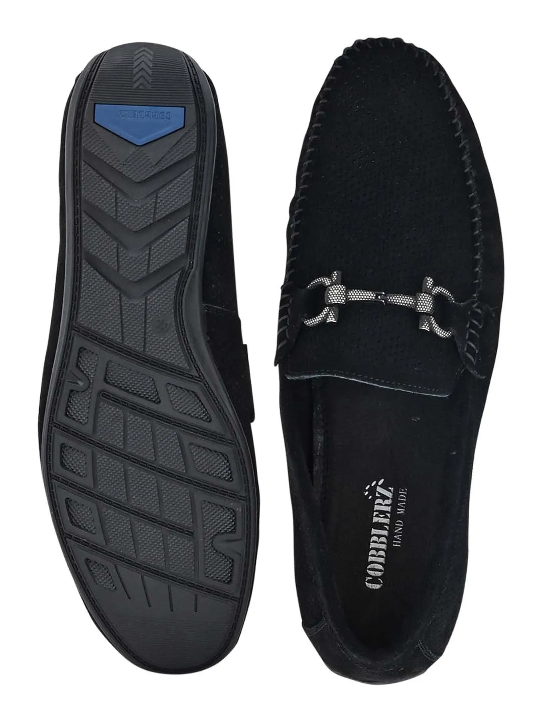 Men Black Perforated Loafers