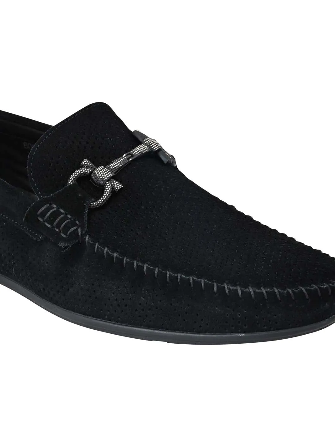 Men Black Perforated Loafers