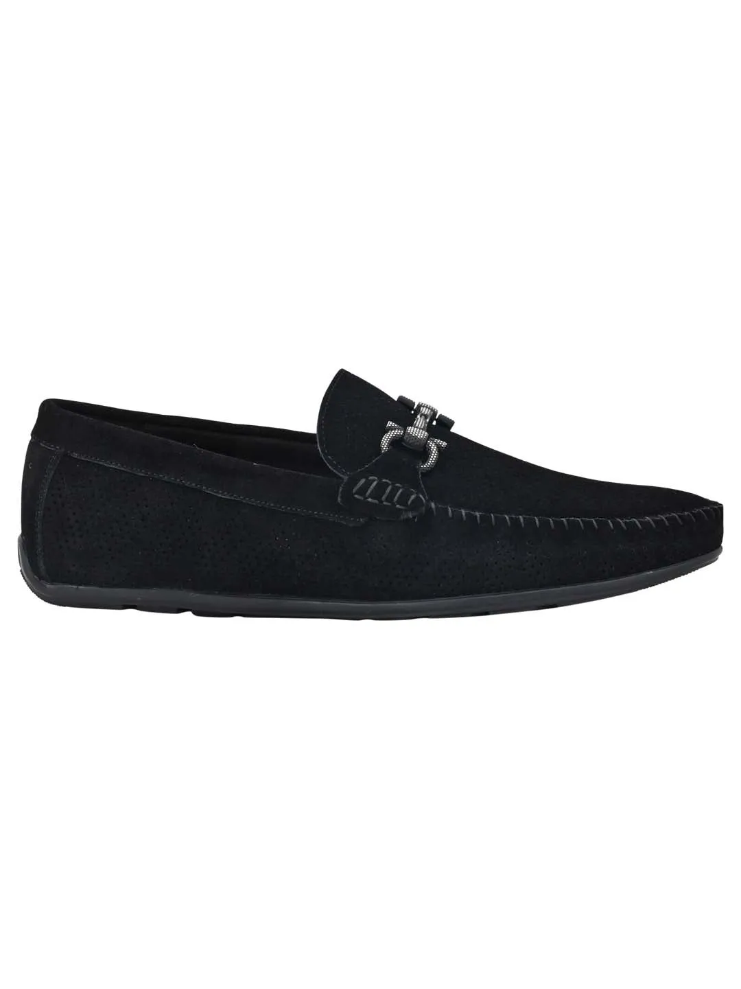 Men Black Perforated Loafers