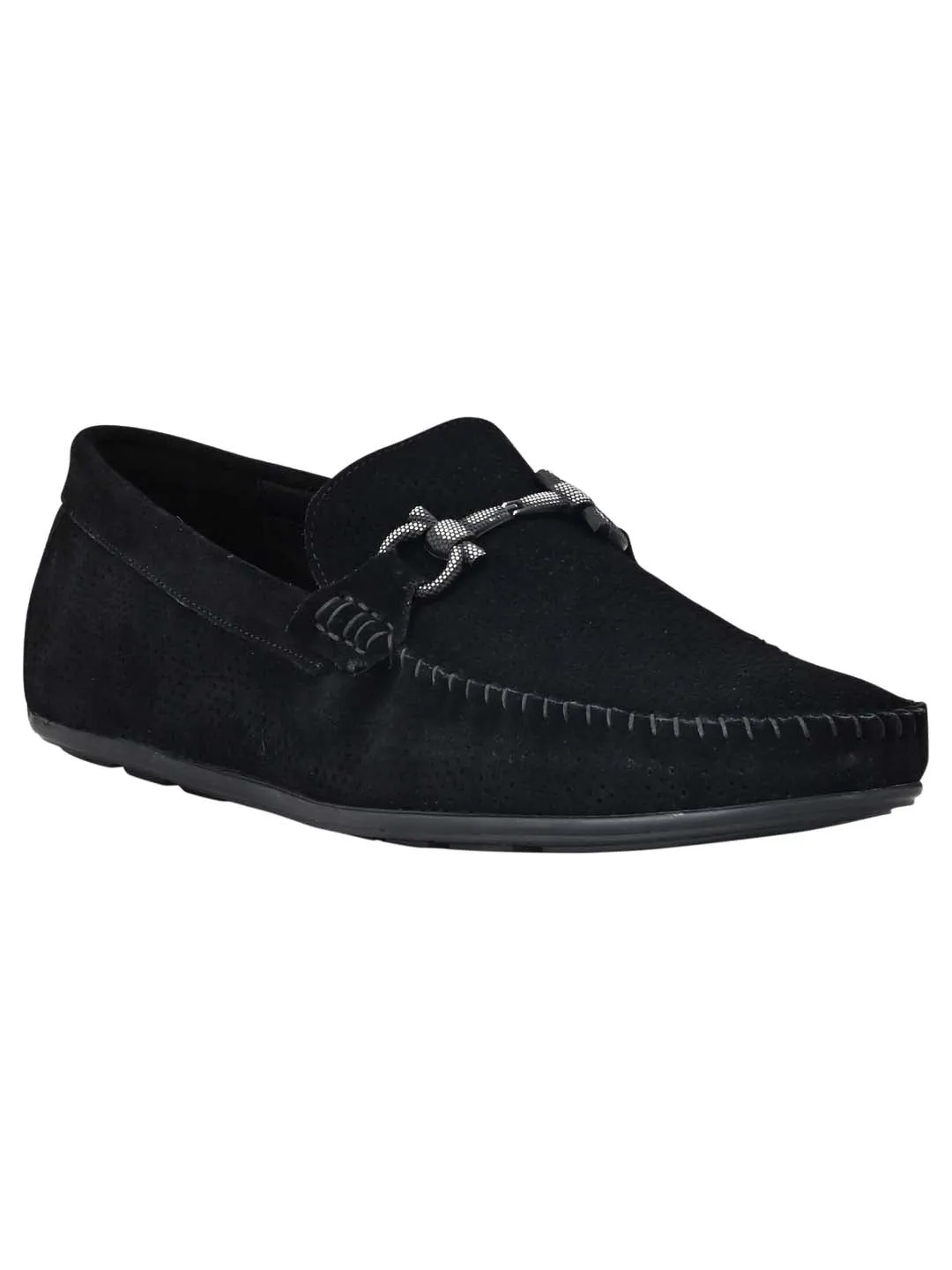Men Black Perforated Loafers
