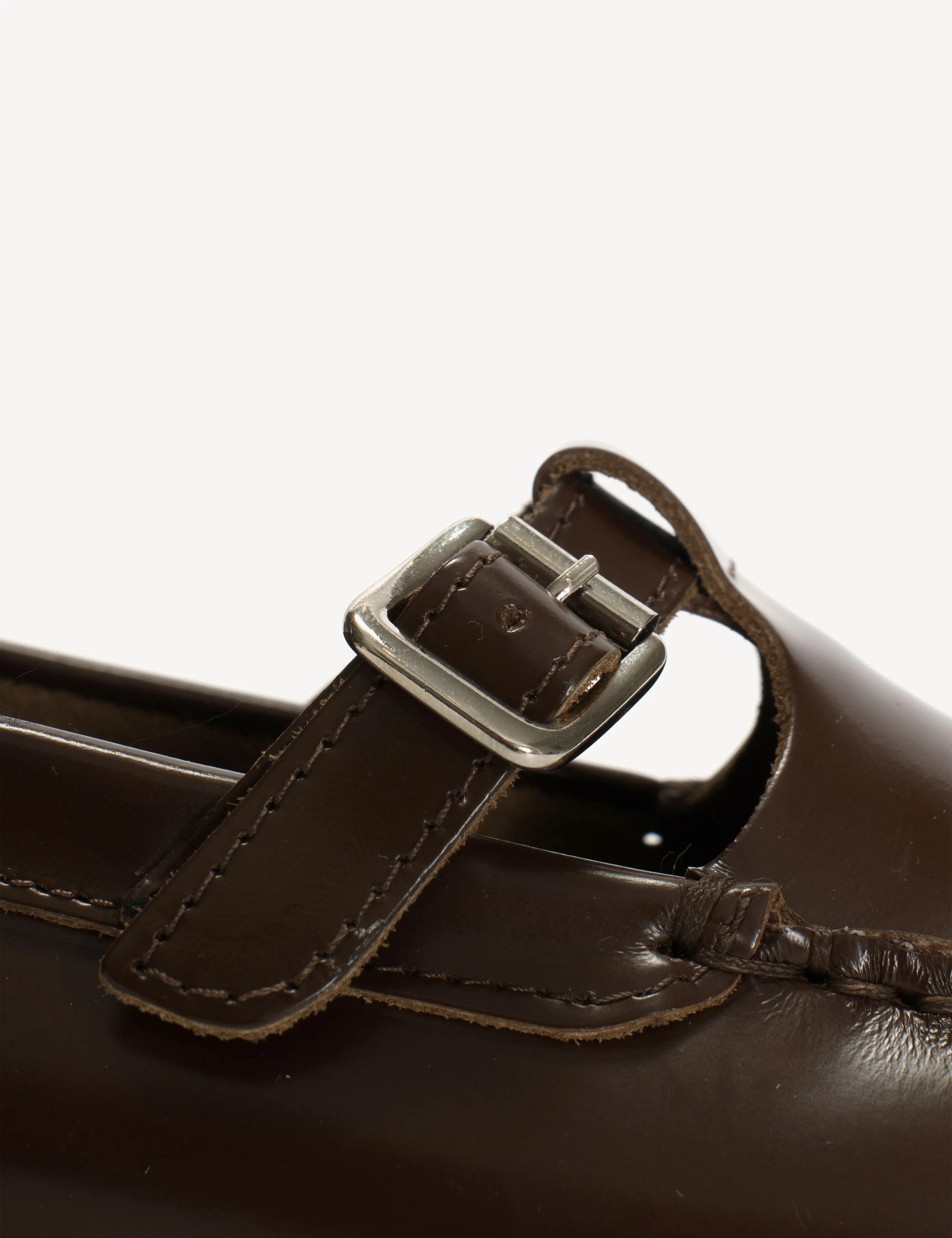 Moccasin T-Bar Loafer In Brown Polido Leather