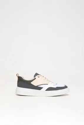 Panelled White Low Top Sneaker