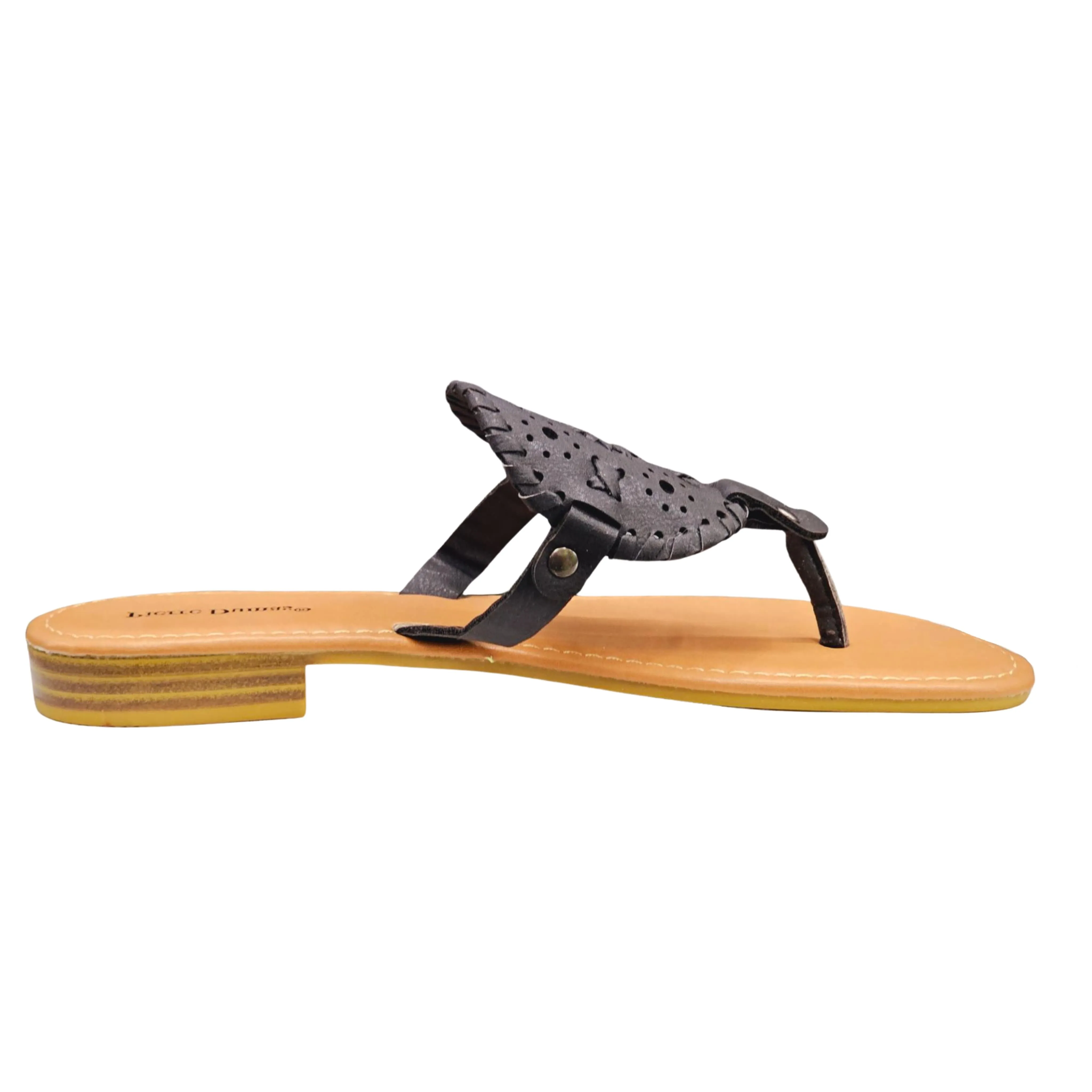 Pierre Dumas Rosetta-7 Black Fashion Slip On Womens Casual Open Toe Sandals