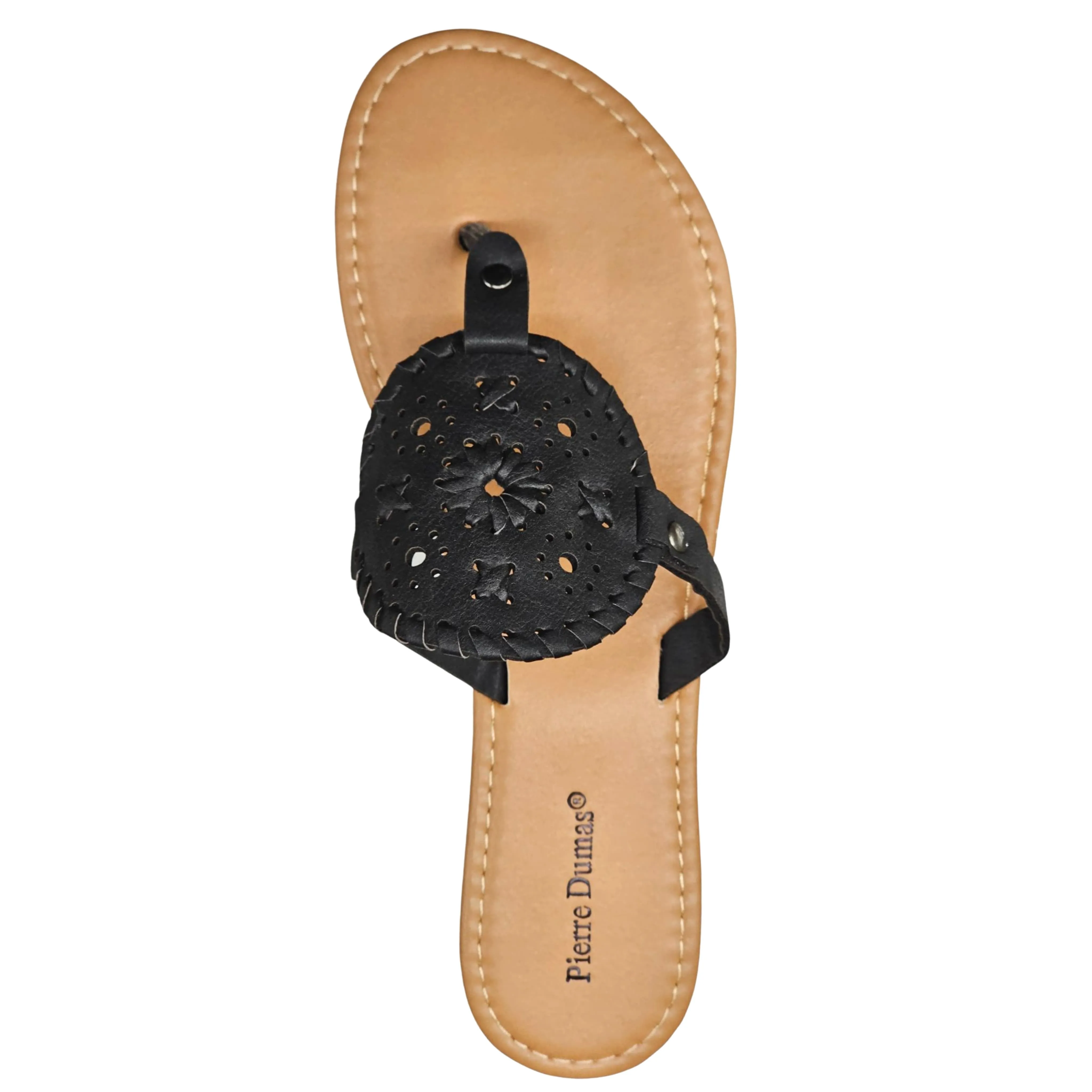 Pierre Dumas Rosetta-7 Black Fashion Slip On Womens Casual Open Toe Sandals