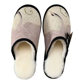 Pink Heron Large White Slippers