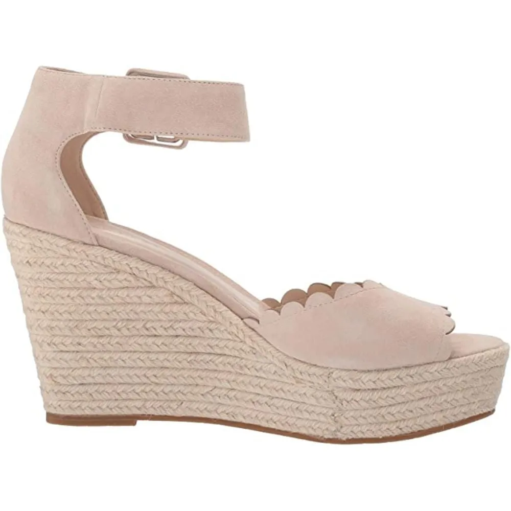 Rica Beige Kid Suede Pelle Moda Wedge Sandals