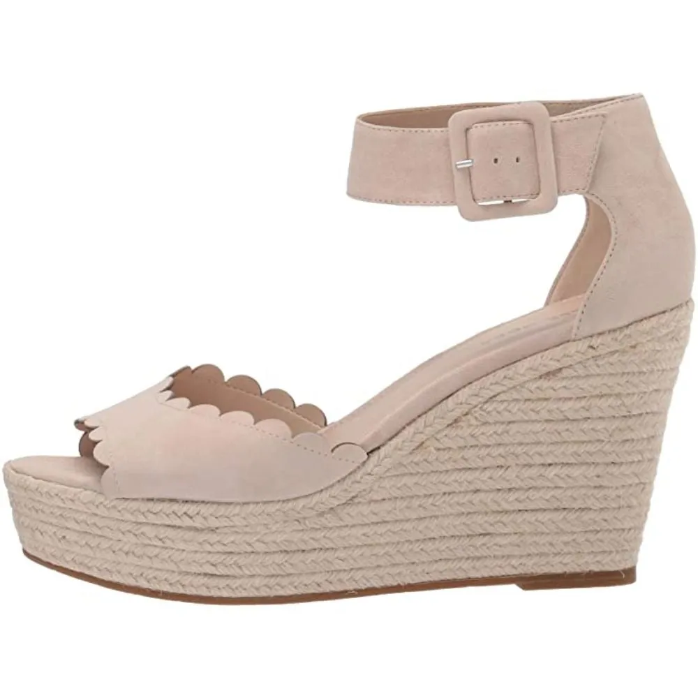 Rica Beige Kid Suede Pelle Moda Wedge Sandals