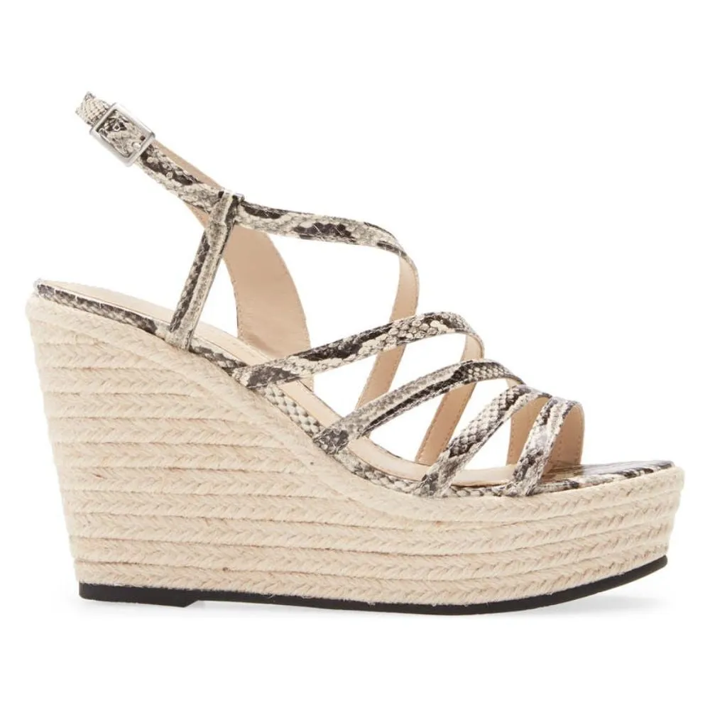 Ritter Black and White Snake Leather Pelle Moda Wedge Sandals