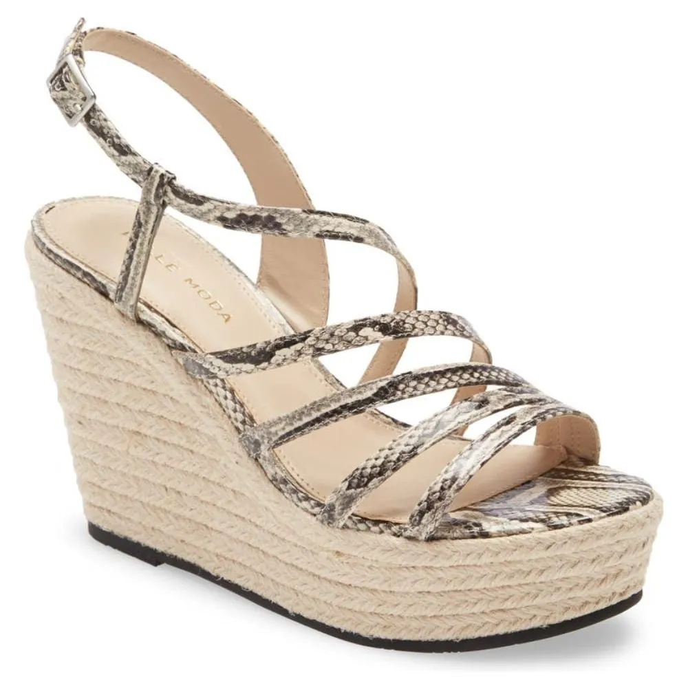 Ritter Black and White Snake Leather Pelle Moda Wedge Sandals