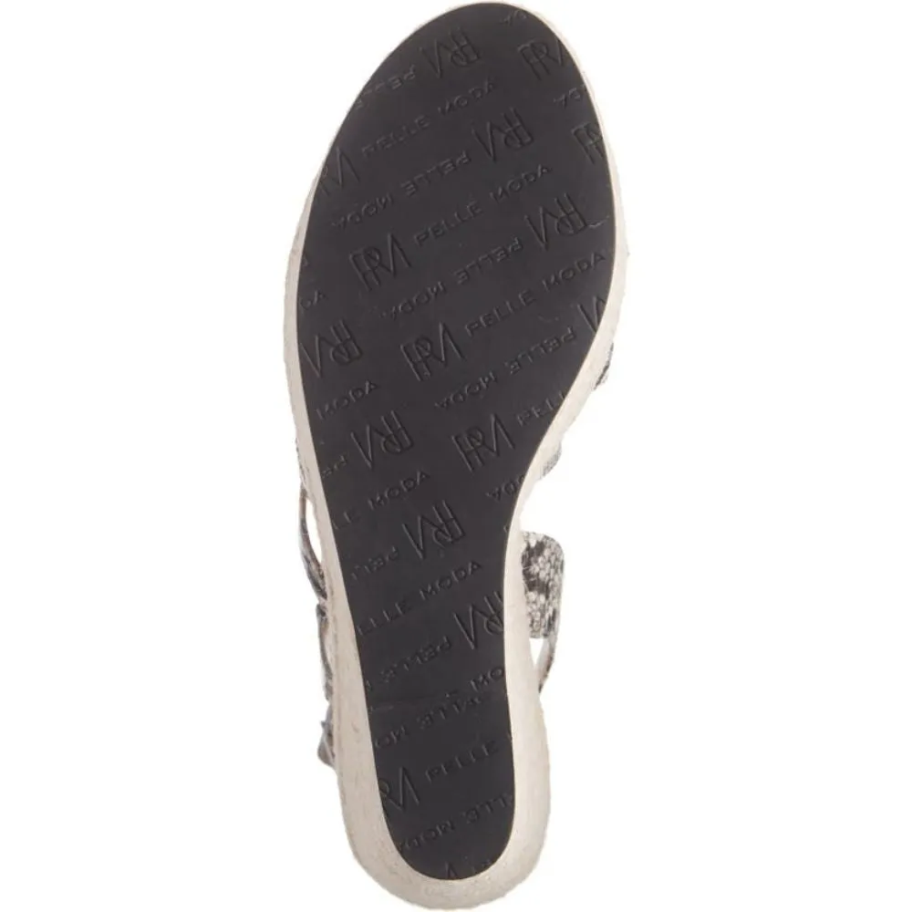 Ritter Black and White Snake Leather Pelle Moda Wedge Sandals