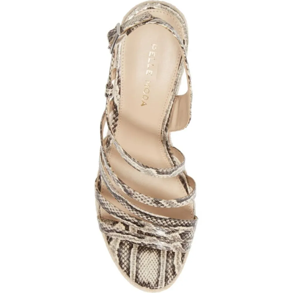 Ritter Black and White Snake Leather Pelle Moda Wedge Sandals