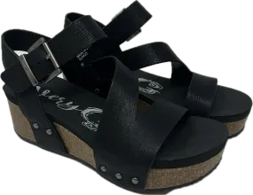 Shayne Black Edge Sandals w/Cork