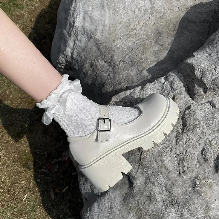 Shoes on heels Women mary janes shoes platform shoes Women's Vintage College Style Lolita shoes Girls black High Heel shoes