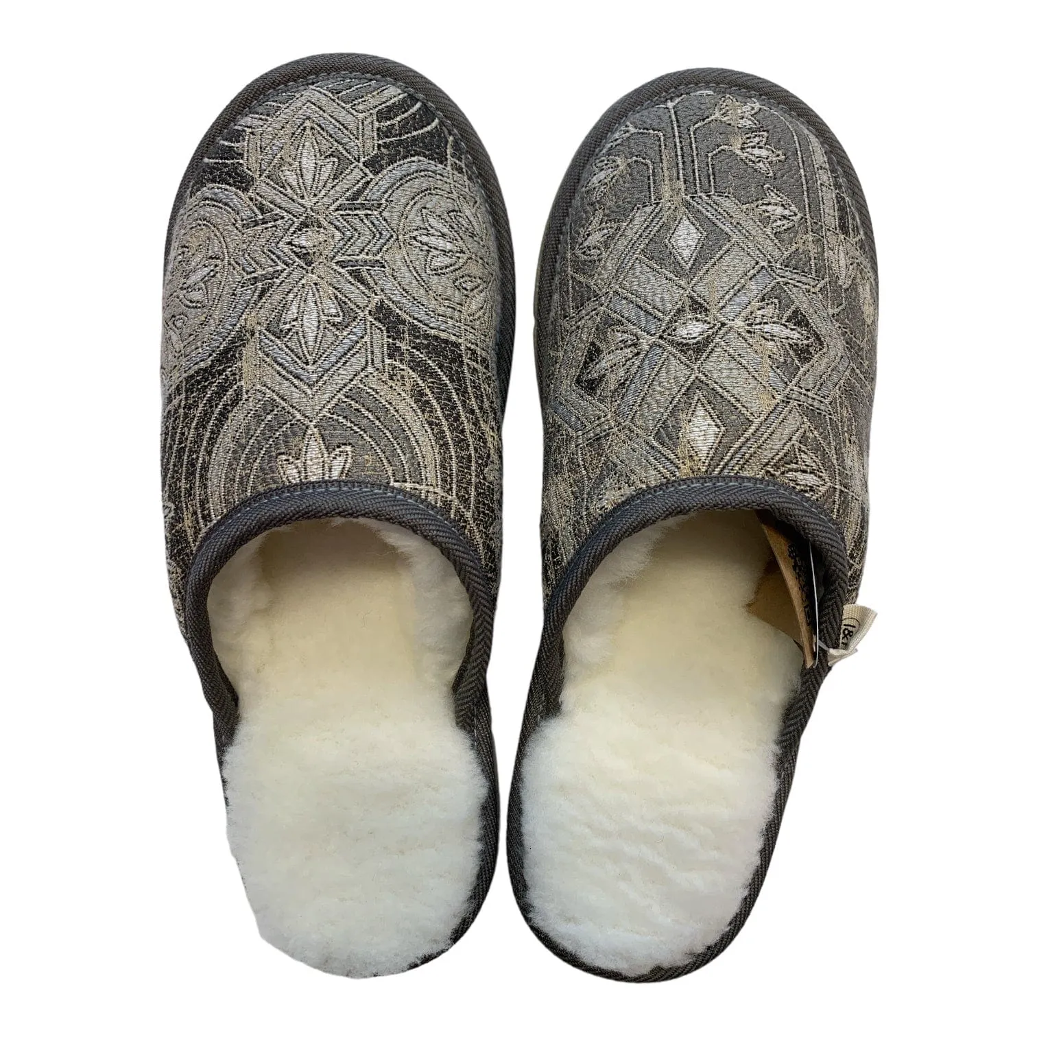 Silver Geo Medium White Slippers