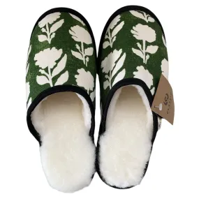 White Flowers XL White Slippers