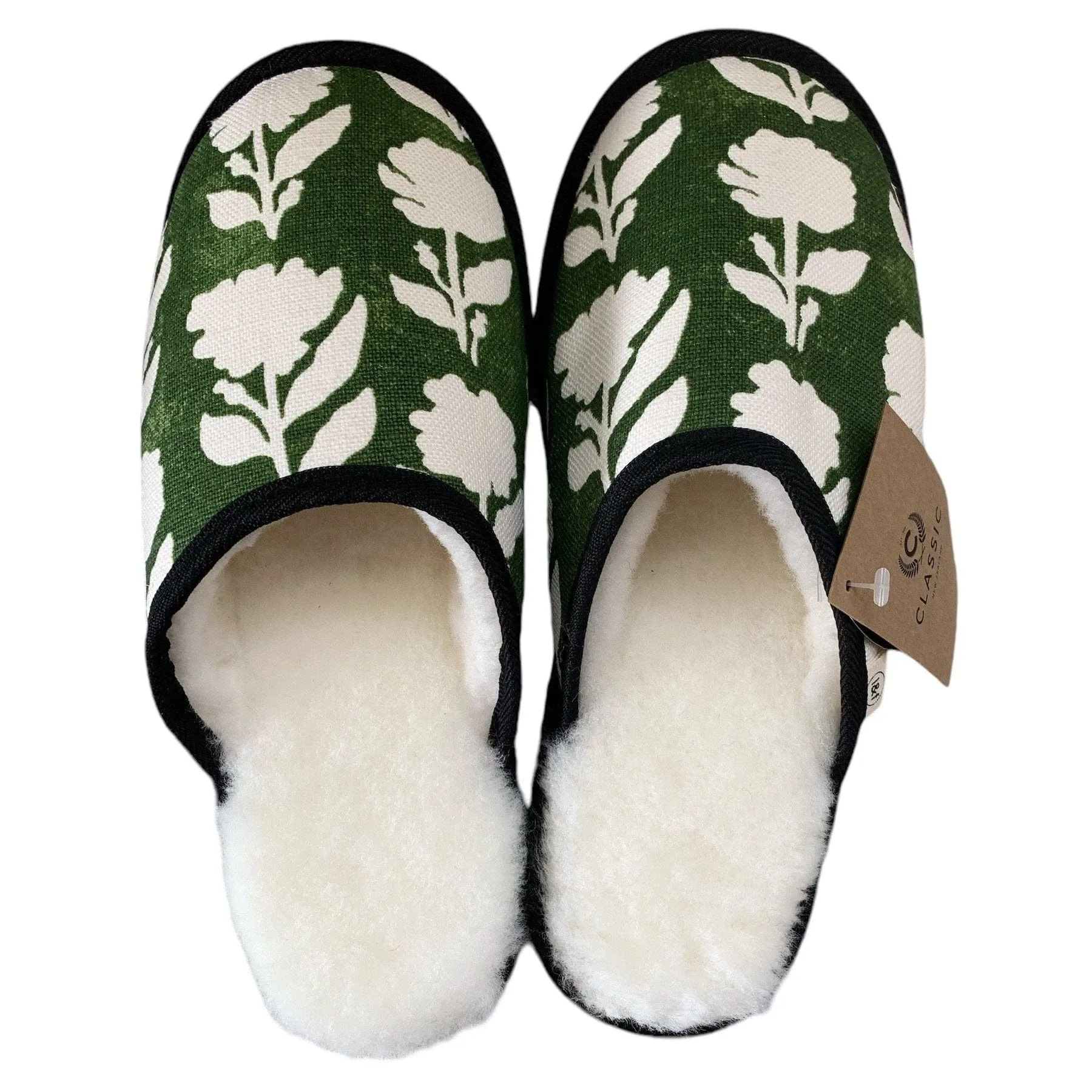 White Flowers XL White Slippers