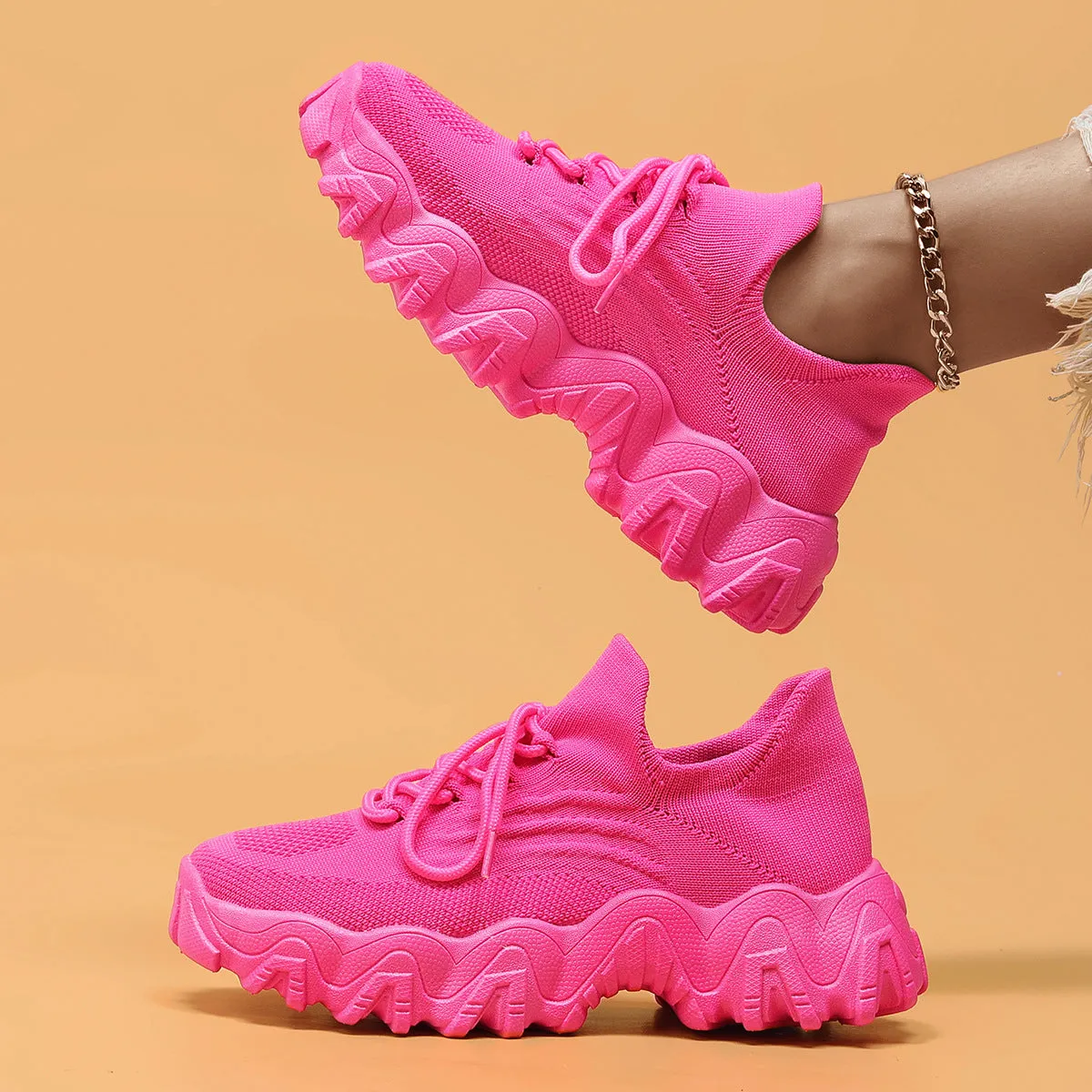 Women's Breathable Knit Chunky Fashion Orthopedic Sneakers