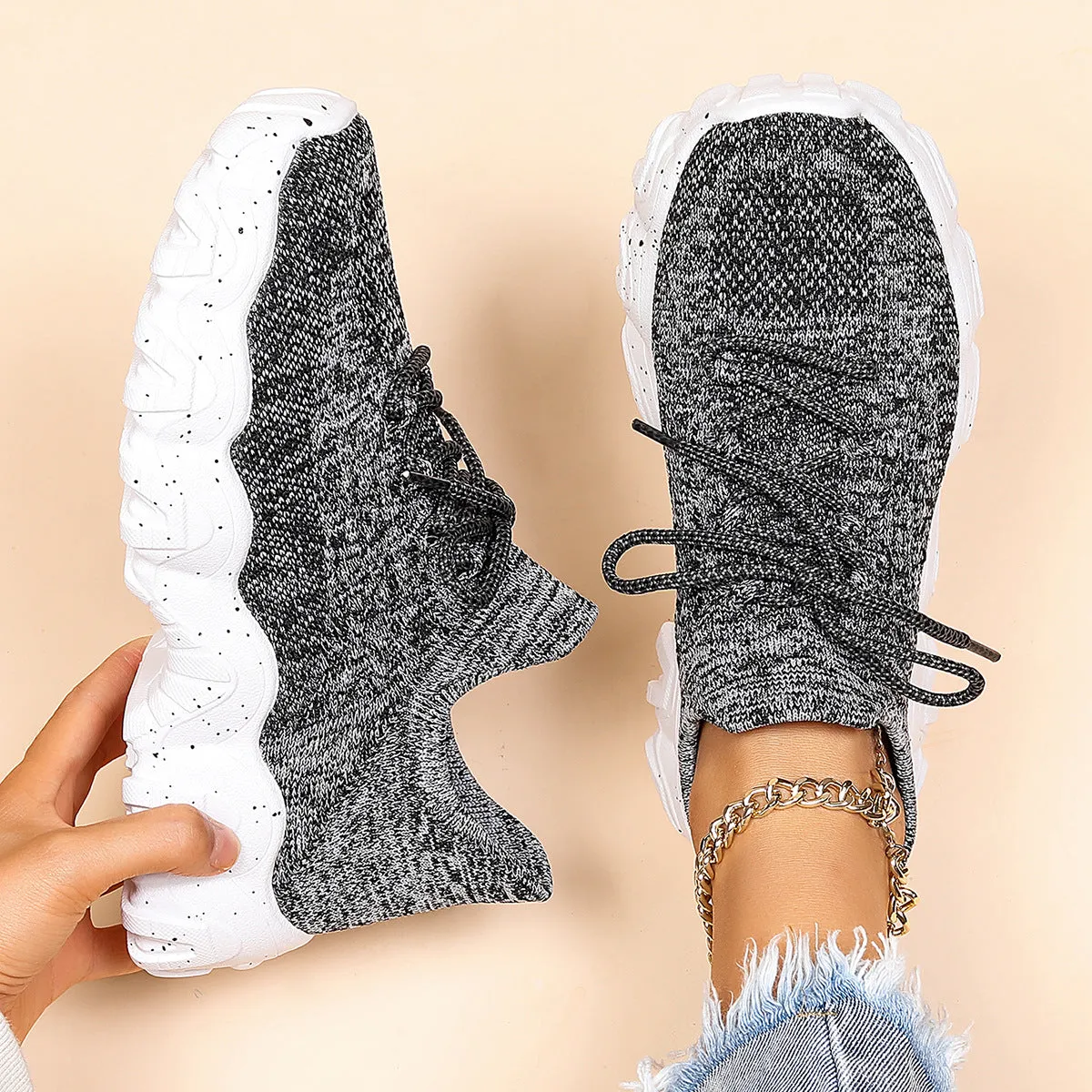 Women's Breathable Knit Chunky Fashion Orthopedic Sneakers