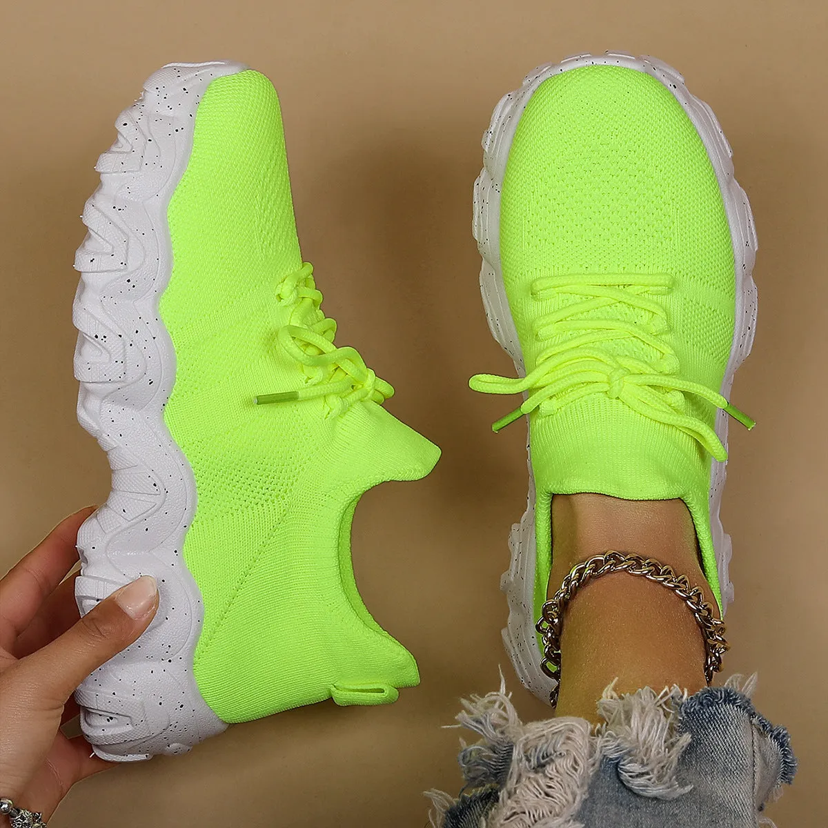 Women's Breathable Knit Chunky Fashion Orthopedic Sneakers