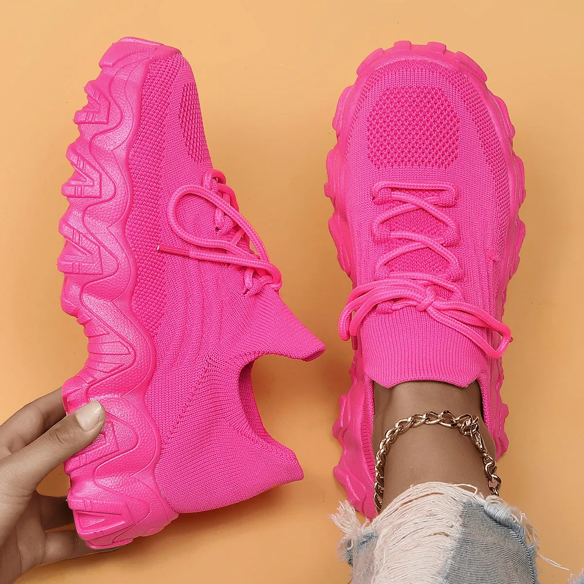 Women's Breathable Knit Chunky Fashion Orthopedic Sneakers