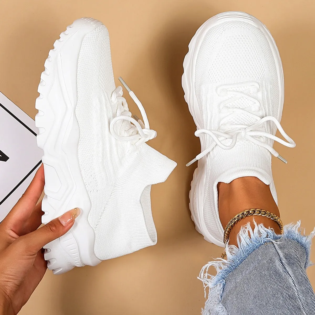 Women's Breathable Knit Chunky Fashion Orthopedic Sneakers