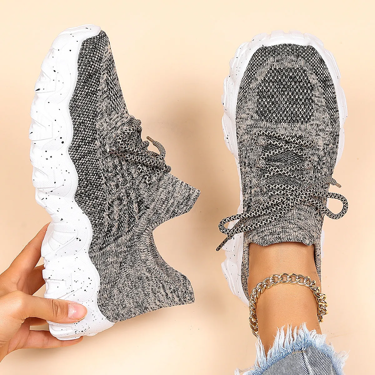 Women's Breathable Knit Chunky Fashion Orthopedic Sneakers