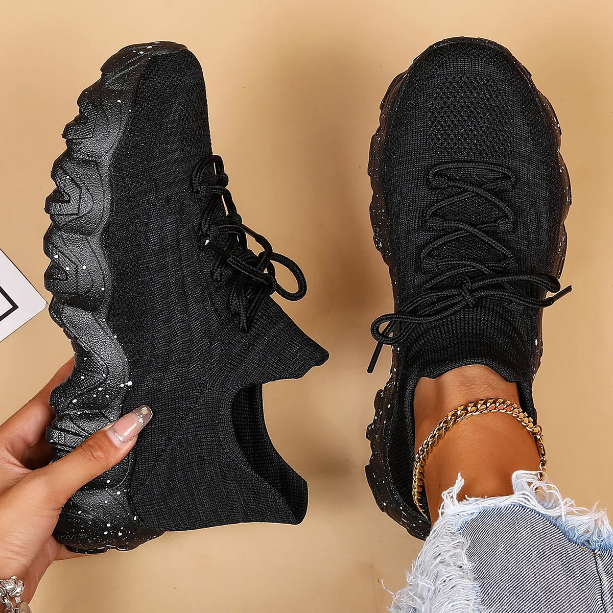Women's Breathable Knit Chunky Fashion Orthopedic Sneakers