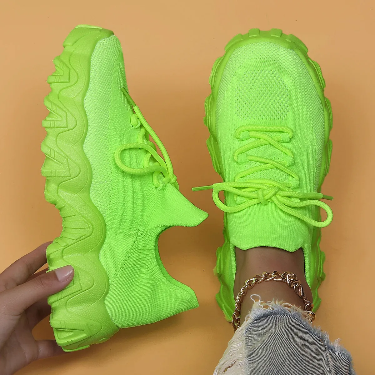 Women's Breathable Knit Chunky Fashion Orthopedic Sneakers