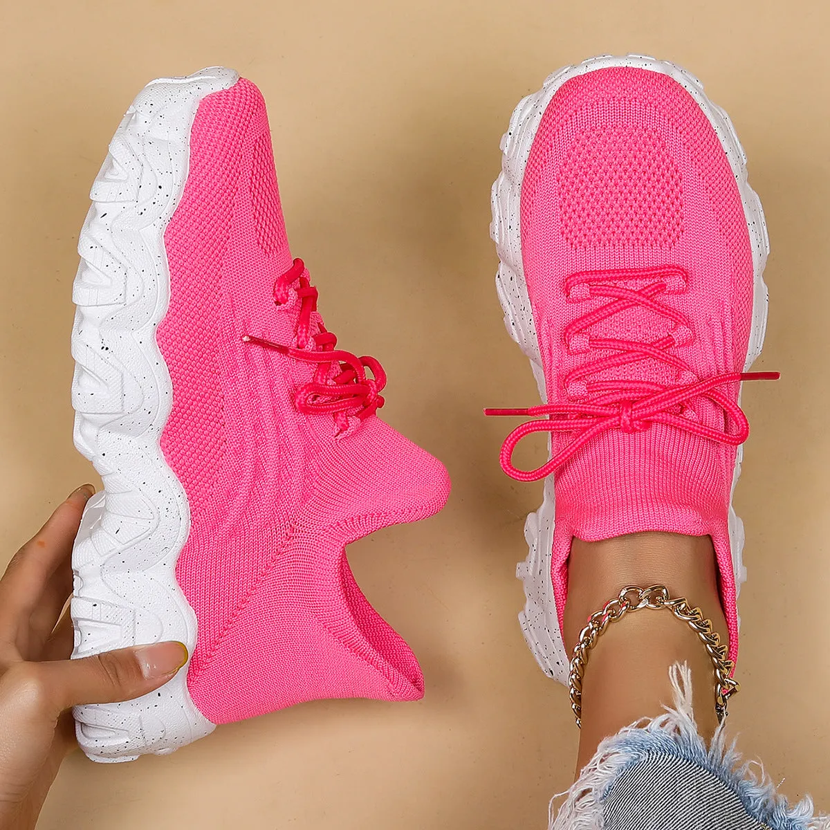 Women's Breathable Knit Chunky Fashion Orthopedic Sneakers